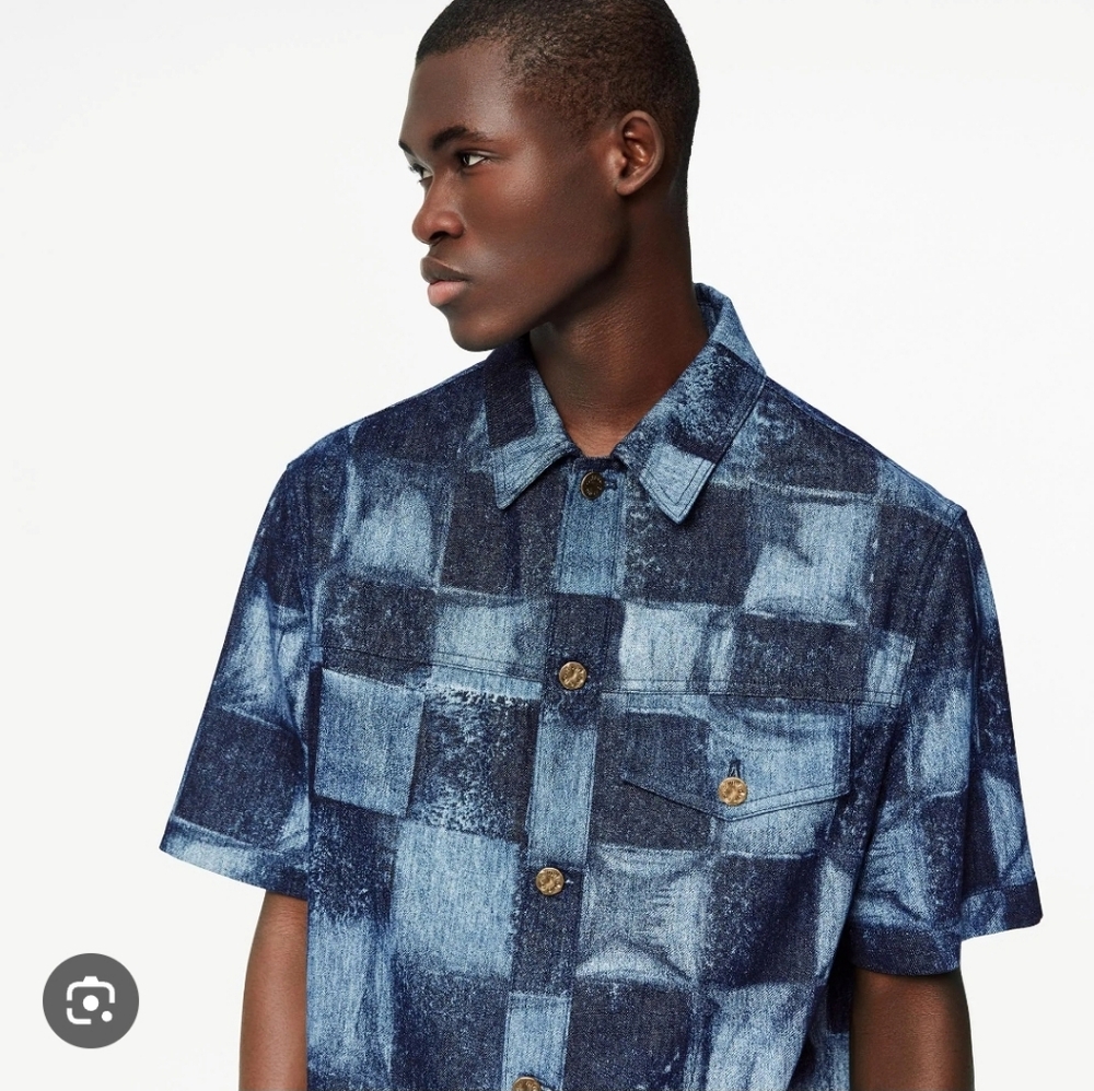 Louis Vuitton Salt Damier Denim Short Sleeve Shirt